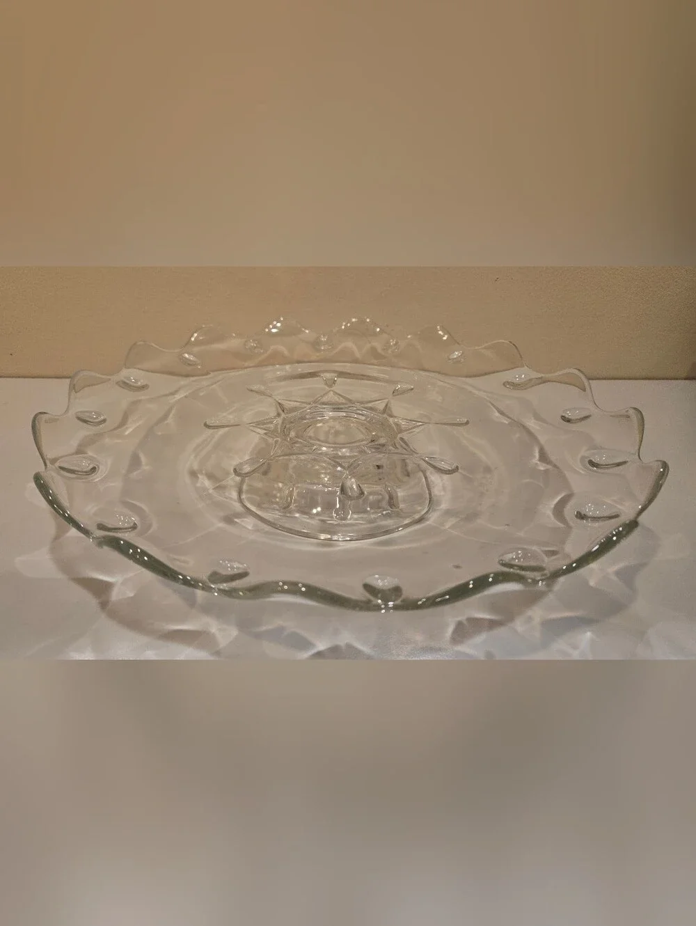 Vintage Large Clear Glass Pedistal Cake Plate